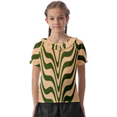 Swirl Pattern Abstract Marble Kids  Frill Chiffon Blouse by Cemarart