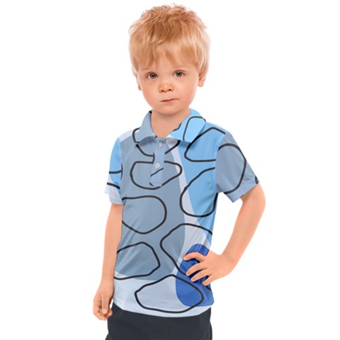 Boho Blue Deep Blue Artwork Kids  Polo T-shirt by Cemarart