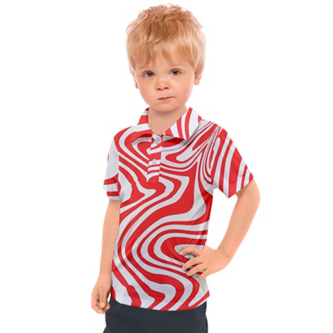 Red White Background Swirl Playful Kids  Polo T-shirt by Cemarart