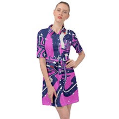 Texture Multicolour Grunge Belted Shirt Dress by Cemarart