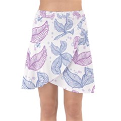 Leaves Line Art Background Wrap Front Skirt by Cemarart