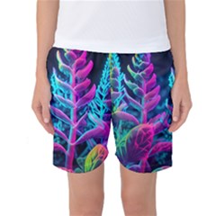 Spring Flower Neon Wallpaper Women s Basketball Shorts by Cemarart