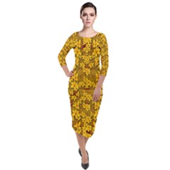 Blooming Flowers Of Lotus Paradise Quarter Sleeve Midi Velour Bodycon Dress by pepitasart