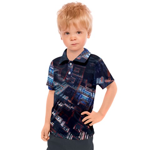 Fractal Cube 3d Art Nightmare Abstract Kids  Polo T-shirt by Cemarart