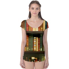 Books Bookshelves Library Fantasy Apothecary Book Nook Literature Study Boyleg Leotard  by Grandong