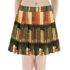 Books Bookshelves Library Fantasy Apothecary Book Nook Literature Study Pleated Mini Skirt by Grandong