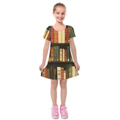 Books Bookshelves Library Fantasy Apothecary Book Nook Literature Study Kids  Short Sleeve Velvet Dress by Grandong