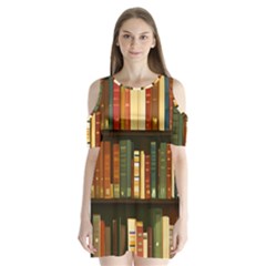 Books Bookshelves Library Fantasy Apothecary Book Nook Literature Study Shoulder Cutout Velvet One Piece by Grandong