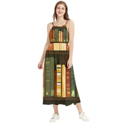 Books Bookshelves Library Fantasy Apothecary Book Nook Literature Study Boho Sleeveless Summer Dress by Grandong