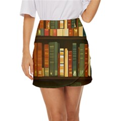 Books Bookshelves Library Fantasy Apothecary Book Nook Literature Study Mini Front Wrap Skirt by Grandong