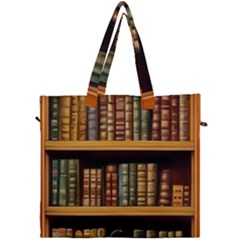 Room Interior Library Books Bookshelves Reading Literature Study Fiction Old Manor Book Nook Reading Canvas Travel Bag by Grandong