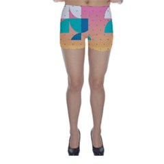 Abstract Geometric Bauhaus Polka Dots Retro Memphis Art Skinny Shorts by Maspions