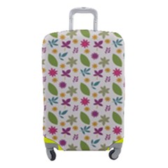 Pattern Flowers Leaves Green Purple Pink Luggage Cover (small)