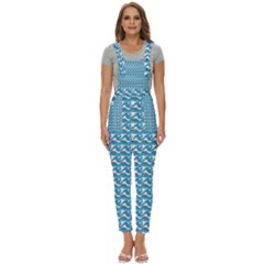 Blue Wave Sea Ocean Pattern Background Beach Nature Water Women s Pinafore Overalls Jumpsuit by Maspions