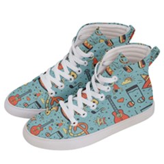 Seamless Pattern Musical Instruments Notes Headphones Player Women s Hi-top Skate Sneakers by Apen