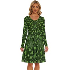 Seamless Pattern With Viruses Long Sleeve Dress With Pocket by Apen