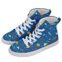 Space Rocket Solar System Pattern Men s Hi-Top Skate Sneakers View2