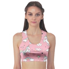 Cute Unicorn Seamless Pattern Fitness Sports Bra by Apen