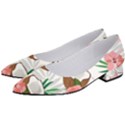Seamless Pattern Coconut Piece Palm Leaves With Pink Hibiscus Women s Low Heels View2