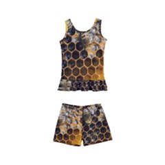 Honeycomb With Bees Kids  Boyleg Swimsuit by Apen