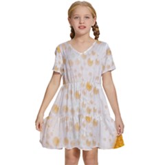 Beer Foam Texture Macro Liquid Bubble Kids  Short Sleeve Tiered Mini Dress by Cemarart