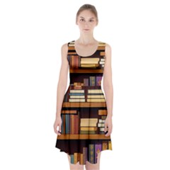 Book Nook Books Bookshelves Comfortable Cozy Literature Library Study Reading Room Fiction Entertain Racerback Midi Dress by Maspions