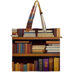 Book Nook Books Bookshelves Comfortable Cozy Literature Library Study Reading Room Fiction Entertain Canvas Travel Bag by Maspions