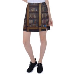 Books Book Shelf Shelves Knowledge Book Cover Gothic Old Ornate Library Tennis Skirt by Maspions