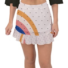 Abstract Geometric Bauhaus Polka Dots Retro Memphis Rainbow Fishtail Mini Chiffon Skirt by Maspions