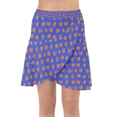 Cute Sketchy Monsters Motif Pattern Wrap Front Skirt by dflcprintsclothing