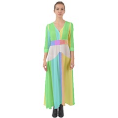 Rainbow Cloud Background Pastel Template Multi Coloured Abstract Button Up Boho Maxi Dress by Maspions