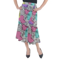 Lines Line Art Pastel Abstract Multicoloured Surfaces Art Midi Mermaid Skirt by Maspions