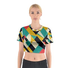 Geometric Pattern Retro Colorful Abstract Cotton Crop Top by Bedest