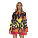 1422 ErickSays tribal Round Neck Long Sleeve Bohemian Style Chiffon Mini Dress View1