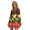 1422 ErickSays tribal Round Neck Long Sleeve Bohemian Style Chiffon Mini Dress View2