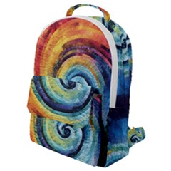 Cosmic Rainbow Quilt Artistic Swirl Spiral Forest Silhouette Fantasy Flap Pocket Backpack (small) by Maspions