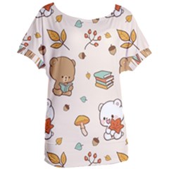 Bear Cartoon Background Pattern Seamless Animal Women s Oversized T-shirt by Maspions