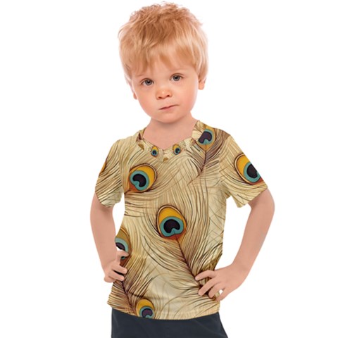 Vintage Peacock Feather Peacock Feather Pattern Background Nature Bird Nature Kids  Sports T-shirt by Maspions