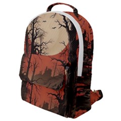 Comic Gothic Macabre Vampire Haunted Red Sky Flap Pocket Backpack (small) by Maspions