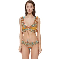 Mandala Orange Low Cut Ruffle Edge Bikini Set by goljakoff