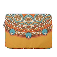 Mandala Orange 15  Vertical Laptop Sleeve Case With Pocket