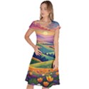 Field Valley Nature Meadows Flowers Dawn Landscape Classic Short Sleeve Dress View1