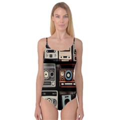 Retro Cameras Old Vintage Antique Technology Wallpaper Retrospective Camisole Leotard  by Grandong