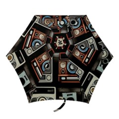 Retro Cameras Old Vintage Antique Technology Wallpaper Retrospective Mini Folding Umbrellas by Grandong