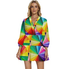 Bring Colors To Your Day V-neck Placket Mini Dress by elizah032470