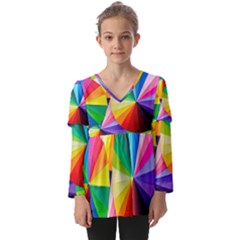 Bring Colors To Your Day Kids  V Neck Casual Top by elizah032470