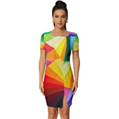 Bring Colors To Your Day Fitted Knot Split End Bodycon Dress by elizah032470