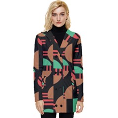 Abstract Geometric Pattern Button Up Hooded Coat  by Maspions