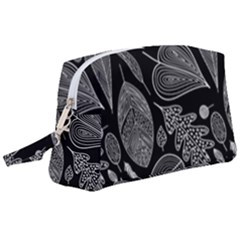 Leaves Flora Black White Nature Wristlet Pouch Bag (large) by Maspions