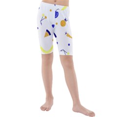 Pattern-fruit-apples-green Kids  Mid Length Swim Shorts by Maspions